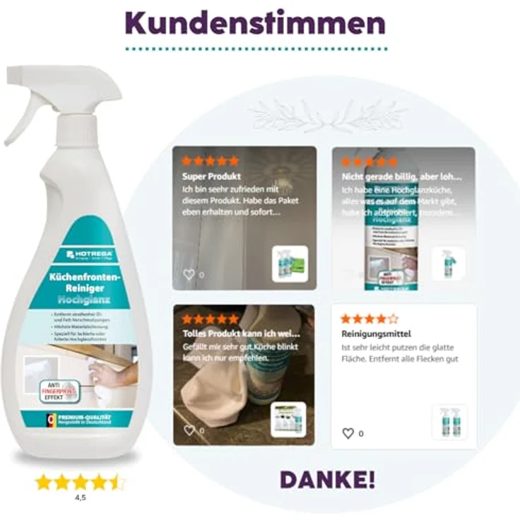 HOTREGA® Küchenfronten Reiniger hochglanz, pH-neutral, fettlösend & streifenfrei, 500 ml – Bild 7