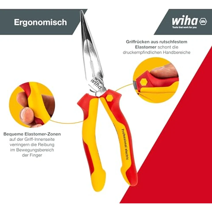 Wiha Flachrundzange Professional electric mit Schneide gerade Form (26720) 160 mm Zange für Elektriker, VDE geprüft, stückgeprüft, stabil und robust – Bild 6
