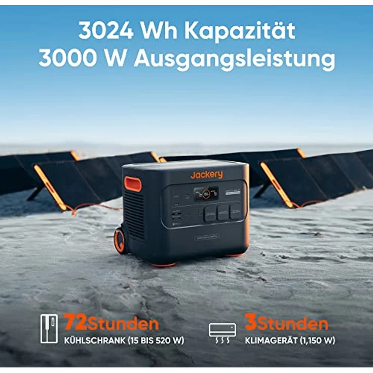 Jackery Solargenerator 3000 Pro, Tragbare Powerstation 3024Wh mit 2*200W Solarpanel, Schnellladung in 1,8 Std., 3x AC Ausgang, 2x USB-C, für Außenbereich und Notfälle – Bild 2