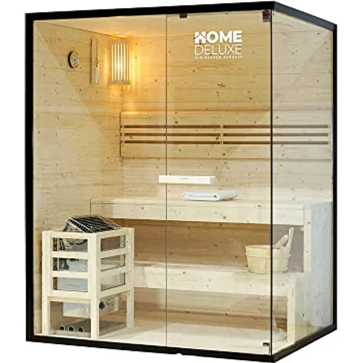 Home Deluxe - Traditionelle Sauna - Shadow L - 150 x 120 x 190 cm - für 3 Personen - hochwertiges Fichtenholz, inkl. Saunaofen, Saunazubehör I Dampfsauna Aufgusssauna Finnische Sauna Bio Sauna - Preisvergleich – Bild 1