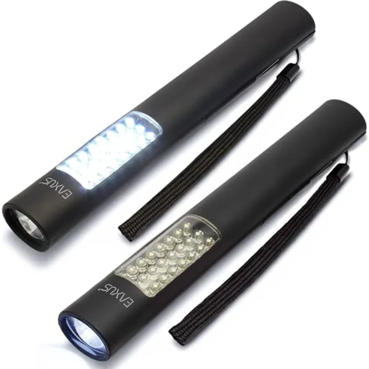 Eaxus® 2er Set LED Arbeitsleuchte - Taschenlampe mit Magnet, inkl. Batterien, hohe Leuchtkraft, 24h Leuchtdauer im Taschenlampen-Modus