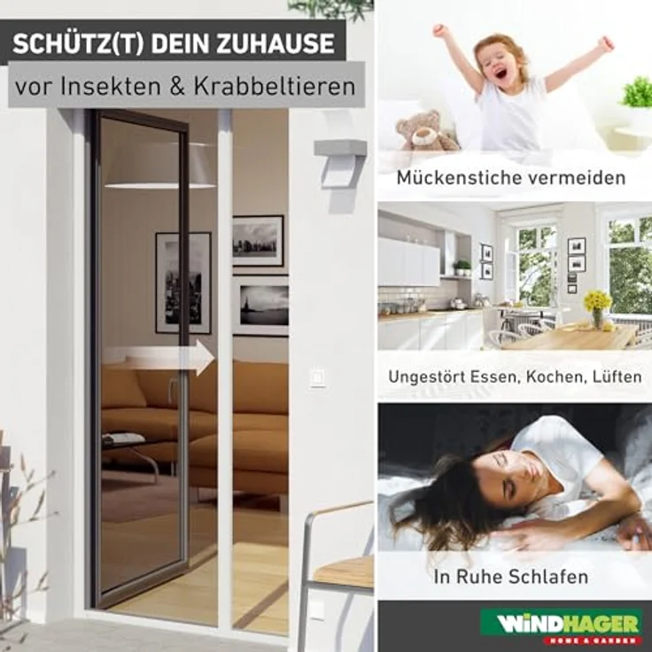 Windhager Plus Insektenschutz Aluminium-Rollo Fliegengitter für Türen, Balkontüren, individuell Kürzbar, 160 x 225 cm, Weiß, 03894 – Bild 2
