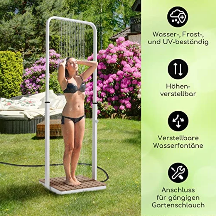blumfeldt Gartendusche Sumatra Breeze, Bodendusche mit eloxierter Aluminium-Basis und rutschfestem WPC-Top, ohne Stromanschluss, für Garten und Sauna – Bild 2