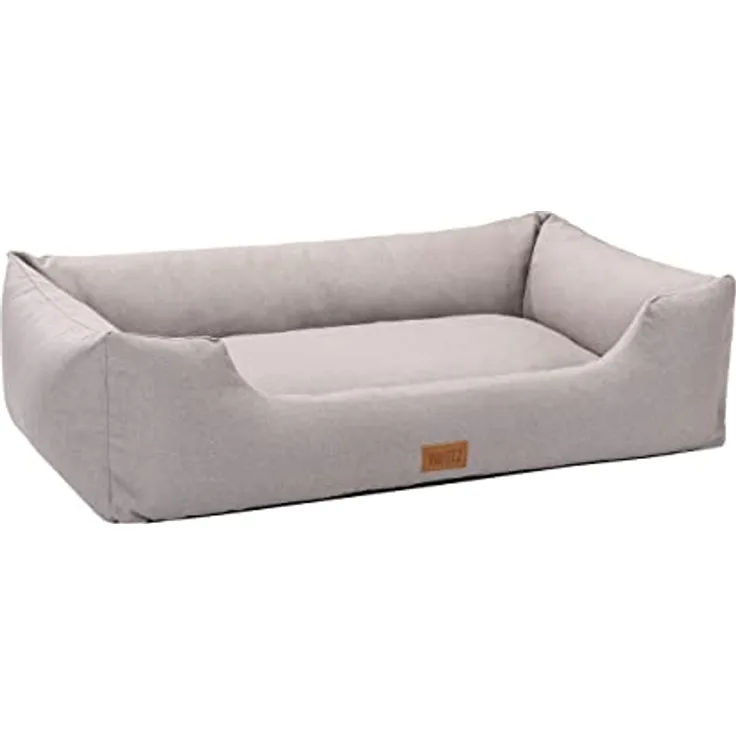 MehrSchlaf MSS e.K. Hundebett Sofa 60 x 44 cm S in Beige mit abnehmbarem Velours-Bezug und weicher Polsterung, waschbares Hundekissen 60 x 44 x 23 cm - Große Hunde