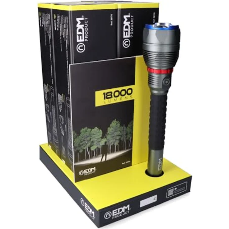 EDM Taschenlampe LED 36170, 180 W, 18.000 Lumen, IP67, wiederaufladbare 15.000 mAh Batterie, Power Bank-Funktion, Aluminiumgehäuse – Bild 7