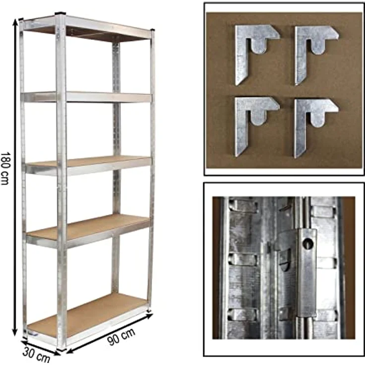 TrutzHolm 2er Set Steckregal 180x90x30 Schwerlastregal Lagerregal Kellerregal Metallregal Garagenregal - Preisvergleich – Bild 2