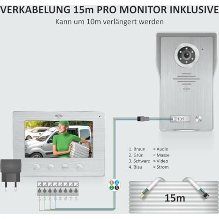 Elro Video-Türsprechanlage DV4000 (Haustür, innenbereich, Außenbereich, 2-tlg., Türklingel, Kamera, Video Türsprechanlage) – Bild 7