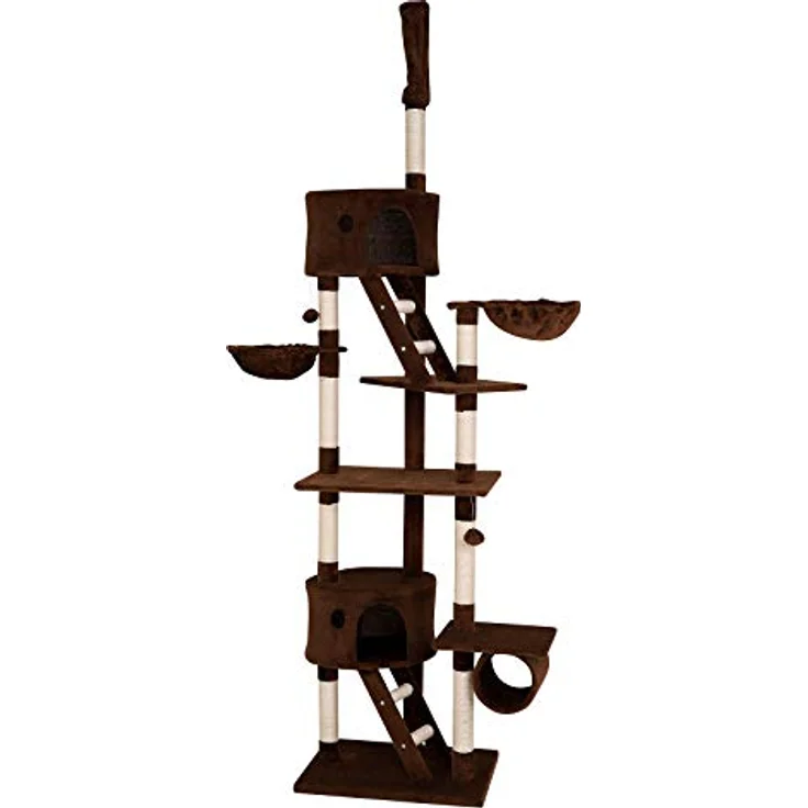 lionto Kratzbaum XXL Kletterbaum Katzenkratzbaum Katzenbaum höhenverstellbar 230-250 cm, braun – Bild 1