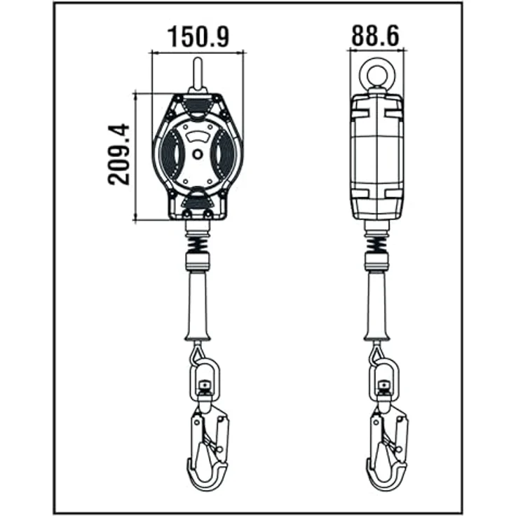 Kratos Safety Helixon-S Stahldrahtseil, Höhensicherungsgerät mit automatischem Rückzug, EN360, PSA 7,0 m – Bild 2