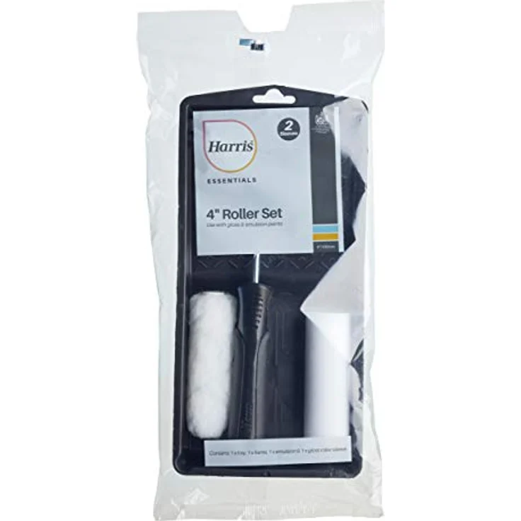 Harris Mini-Farbroller-Set 10 cm mit 2 Walzen, Farbwanne & Bügel für Dispersionsfarbe und Lacke, ideal für Wände, Decken & kleine Flächen – Bild 2