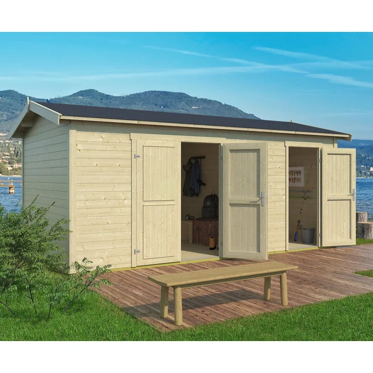 LASITA MAJA Gartenhaus Tuvalu XL, BxT: 540x331 cm, 2-Raum-Aufteilung, optimal für Lagerung, spiegelverkehrt aufbaubar