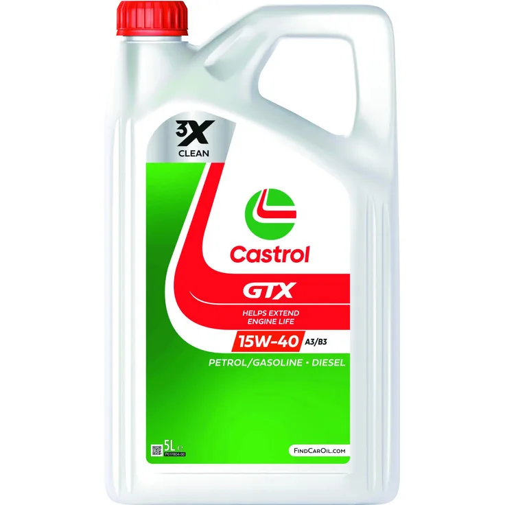 Castrol Motoröl GTX 15W-40 A3-B3, Hochleistungs-Mineralöl für Otto- und Dieselmotoren, 5L