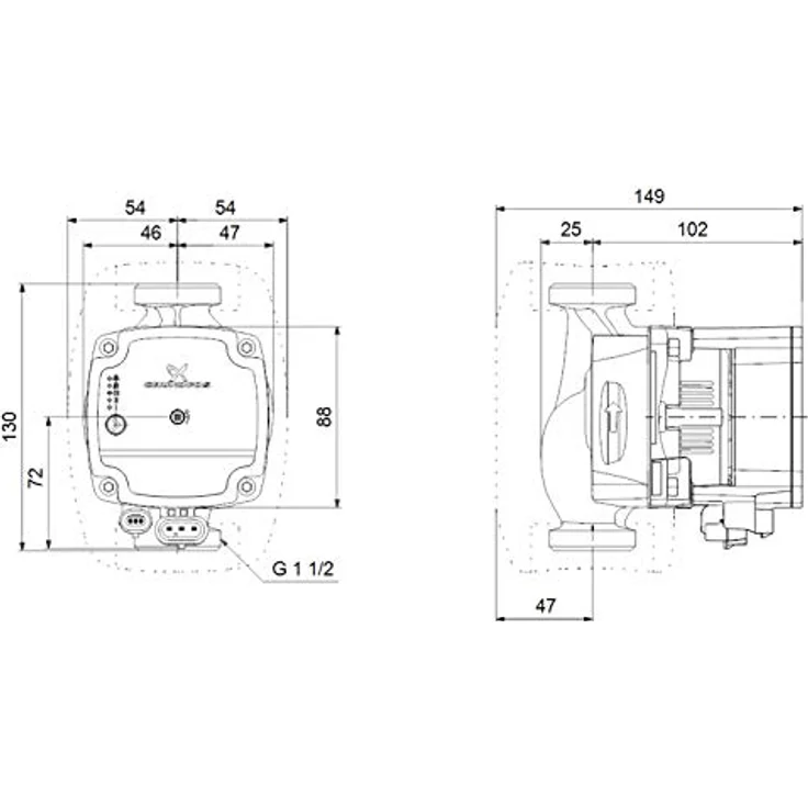 Grundfos CIRCULATOR PUMP ALPHA 1L 25-60 130, energieeffiziente Durchlaufpumpe mit bis zu 10 Bar Druck, 4-45 Watt, kompakte Bauweise – Bild 2