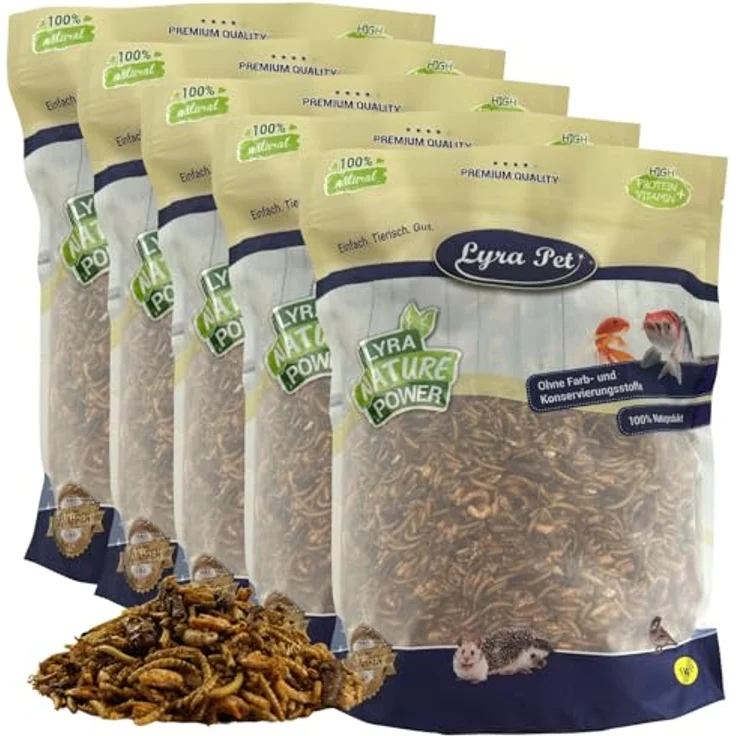 Lyra Pet® Protein Boost Insekten Mix, 5 kg getrocknet, reich an 54,7% Rohprotein & Ballaststoffen, natürliche Futterergänzung für Vögel, Nager, Fische & Reptilien – Bild 1