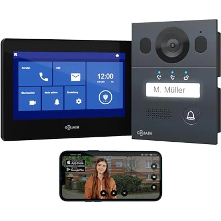 Goliath Intercom Video-Türsprechanlage Basic Line 2-Draht BUS System, Full HD, 7 Zoll Touchscreen, Schwarz/Anthrazit – Bild 1