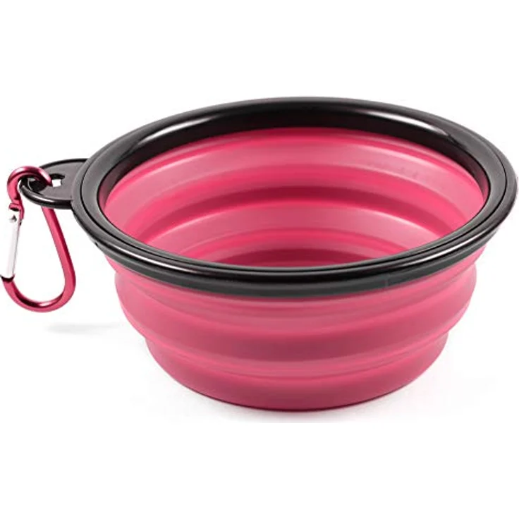 PhoneNatic Faltbarer Silikon-Hundenapf in pink, Reisenapf für Hunde und Katzen mit Karabiner – 350ml, 60014329, Klein (350ml) – Bild 1
