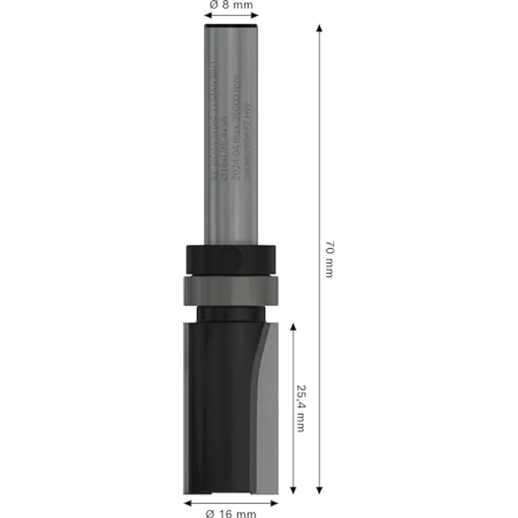Bosch PRO Router Bit Top Bearing Flush Trim, Ø 16 x L 25,4 mm, Zylindrischer Schaft 8 mm für Holzfräsarbeiten – Bild 2