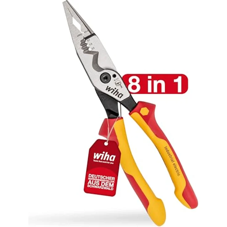 Wiha Multifunktionszange für Elektriker 8in1 I Crimpen, Abisolieren, Schneiden, Greifen, Entgraten, Biegen, Verschrauben, Schrauben schneiden (45705) – Bild 1
