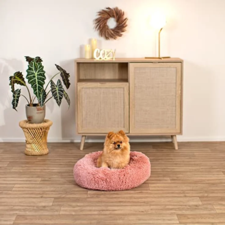 lionto Hundebett rund Hundekissen Hundesofa Katzenbett Donut, (M) 50 cm Ø rosa – Bild 2