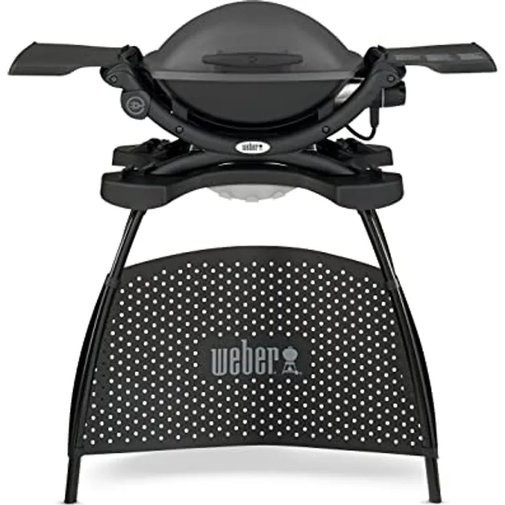 Weber 52020853 Q 1400 Elektrischer Grill, Dunkelgrau mit emailliertem Stahlguss Grillrost