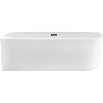 Aloni Halb-Freistehende Badewanne Eckwanne 180x80 Links Rundeck Acryl Weiß, Hochwertige Acrylkonstruktion, Zentraler Ablauf DN50