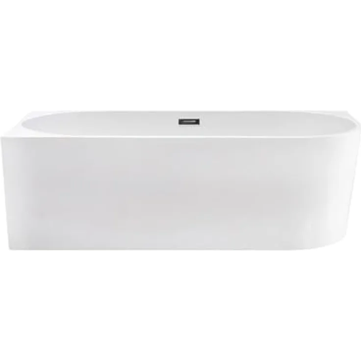 Aloni Halb-Freistehende Badewanne Eckwanne 180x80 Links Rundeck Acryl Weiß, Hochwertige Acrylkonstruktion, Zentraler Ablauf DN50