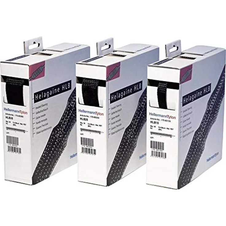 HellermannTyton 170-80350 HLB35-PET-BK Geflechtschlauch Schwarz Polyester 18 bis 18mm 10m