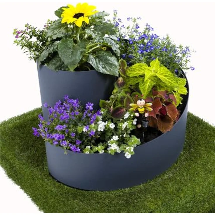 Jardinion Kräuterspirale Hochbeet, 80 cm x 80 cm, witterungsbeständiger Kunststoff, mit verschiedenen Bewässerungszonen und Klimazonen – Bild 1