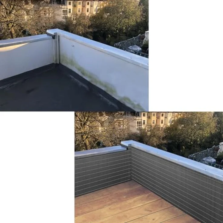 UrFence Balkon Sichtschutz PVC 100x500 cm, anthrazit, wind- und wetterbeständige Sichtschutzmatte mit breiten Stäben für maximalen Sichtschutz – Bild 4