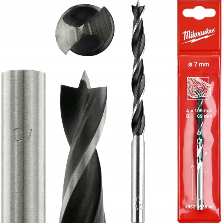 Milwaukee Holzbohrer 7 x 69/104 mm, geeignet für Hart- und Weichhölzer, 1 Stück