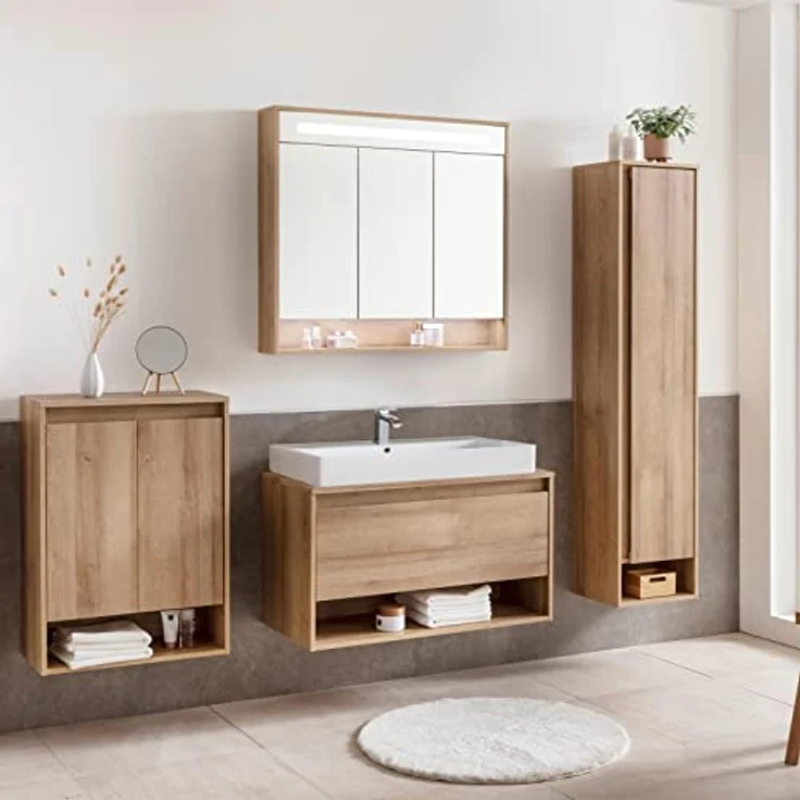 FACKELMANN VAIDA Keramik Aufsatzbecken 81cm, Gesamthöhe 142mm, weiß – Bild 2