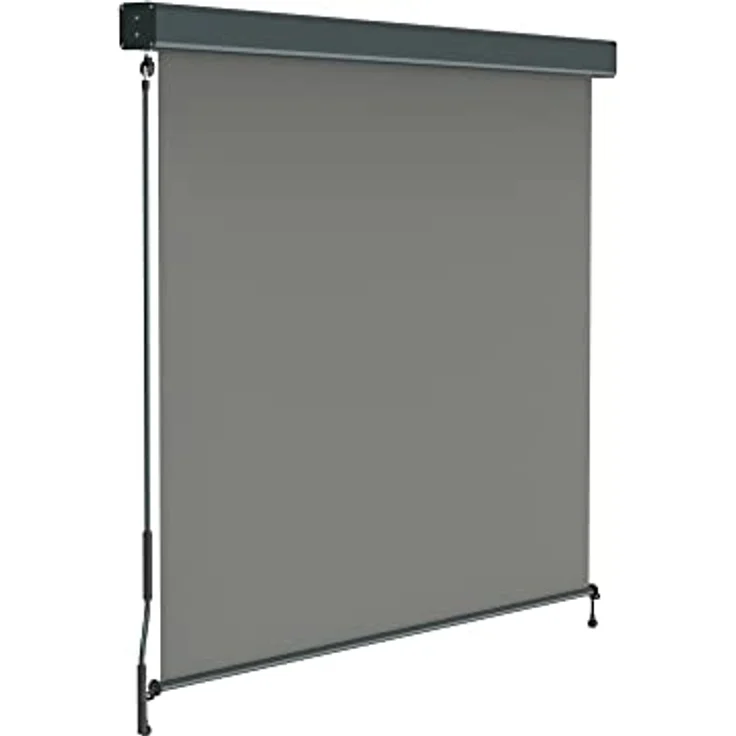 paramondo Senkrechtmarkise 2000, 120x250cm Balkonmarkise mit Kassette, Sichtschutz, anthrazit-grau, windstabil, wasserabweisend, manuelle Kurbel – Bild 1
