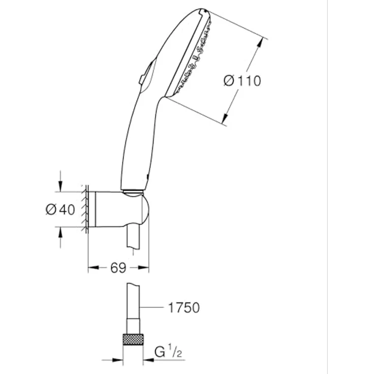 Grohe Vitalio Start 110, Brause-Wandhalterset chromfarben mit 2 Strahlarten und Montage ohne Bohren – Bild 4