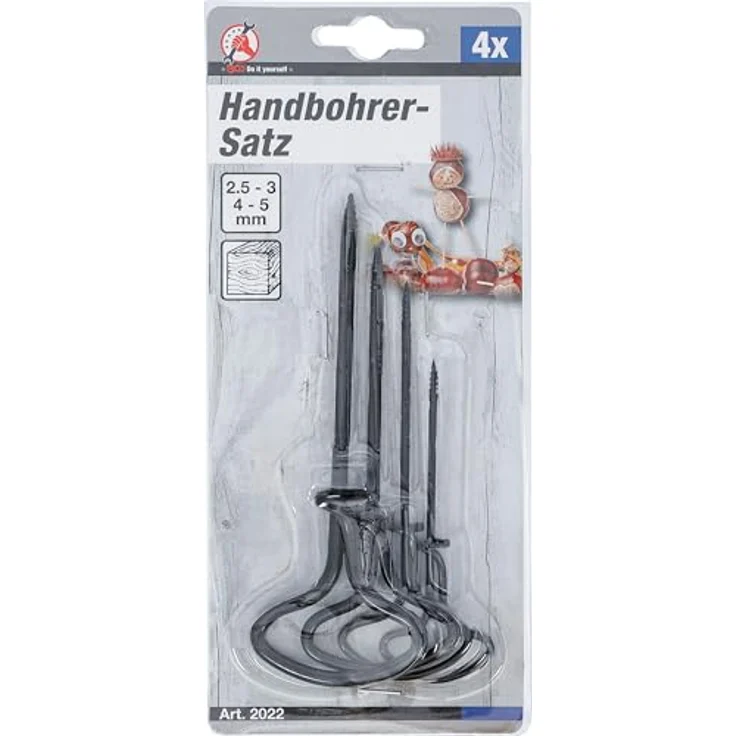 BGS technic Bohrer- und Bitset 2022, 4 Handbohrer Ø 2,5-5 mm, leicht und wandbehangfähig – Bild 3