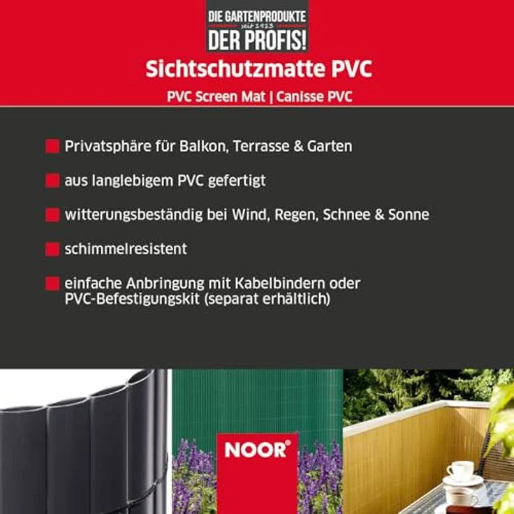 Noor Sichtschutzmatte PVC 120 cm x 300 cm Bambus – Bild 2