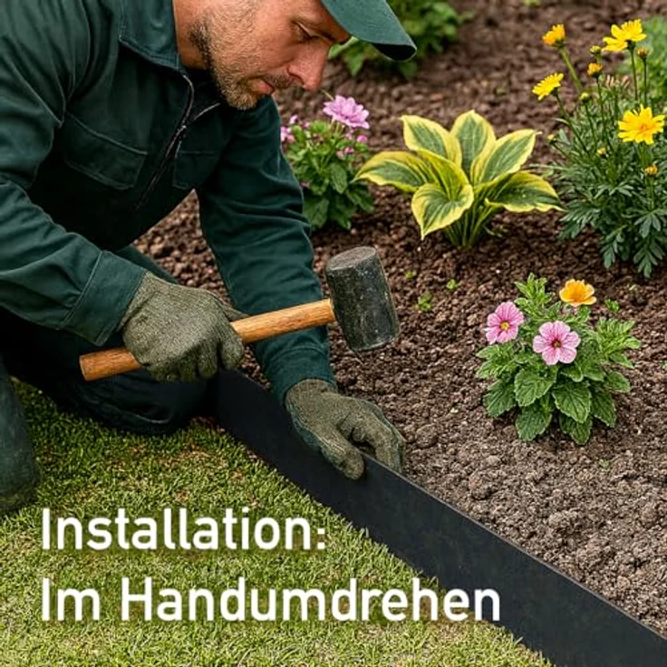 INTERGARDEN Rasenkante Metall Anthrazit, Beeteinfassung 6m, 16cm Höhe, lackiert, verzinkter Stahl – Bild 4