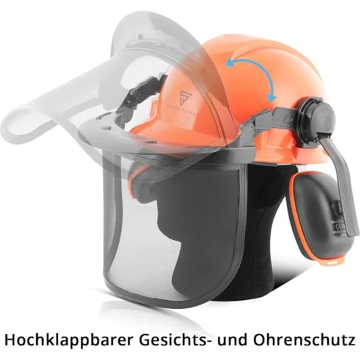 STAHLWERK FH-100 ST Forsthelm, Kopfschutz mit Visier und Gehörschutz, EN397 EN352 EN1731, atmungsaktives Stirnpolster, für Agrar-, Forst- und Baugewerbe – Bild 4