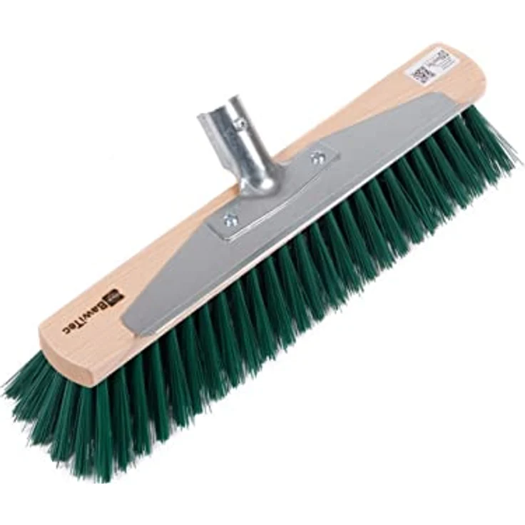 BawiTec Allzweckbesen 40cm, mit Kratzleiste und Metall-Stielhalter, grüne Borsten, für Garten und Gehwege, ohne Stiel – Bild 3