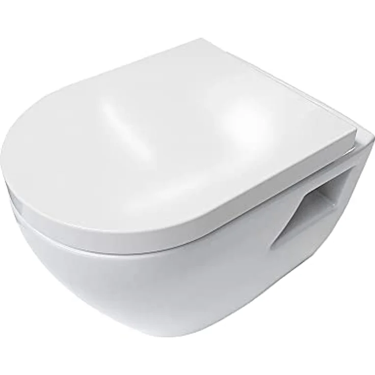 Aloni Tiefspül-WC AL5509+AL0402, Wandmontage, Abgang waagerecht, Hänge WC Toilette mit Softclose Deckel, weiß - Preisvergleich – Bild 2