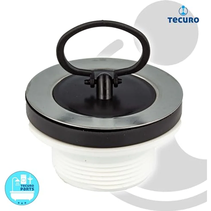 tecuro Ablaufventil mit Stopfen Ø 70 mm x 1 1/2 Zoll, Universal für Spüle/Wanne, Kunststoff weiß, Siebplatte Chrom-Nickelstahl 18/8 – Bild 2