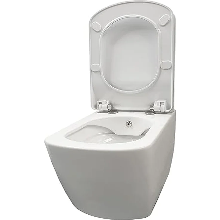 Creavit Design RimOff Hänge WC mit Taharet Edelstahl-Düse (Bidet) Weiß – Bild 3