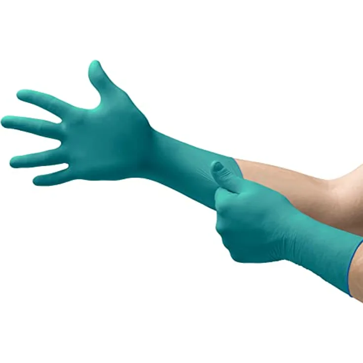 Ansell Microflex 93-260 Einmalhandschuh für Chemikalienschutz, Patentierte Formulierung, Herausragenden Schutz, Anatomische Passform, Verlängerte Stulpe, Grün, Größe S (50 Handschuhe), 93260070
