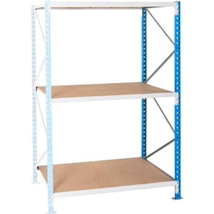 Manorga Anbau-Schwerlast-Weitspannregal EPSIVOL ZR2020103NF4S, stabile Stahlkonstruktion mit 4.500 kg Tragkraft, blau/braun, 200 x 100 x 200 cm