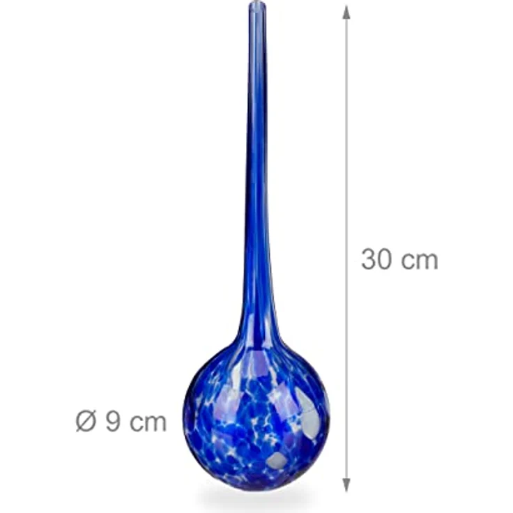 relaxdays Tropfer Bewässerungskugel 2er Set Glas, blau, 350 ml Füllmenge, dekorative Bewässerungshilfe – Bild 4