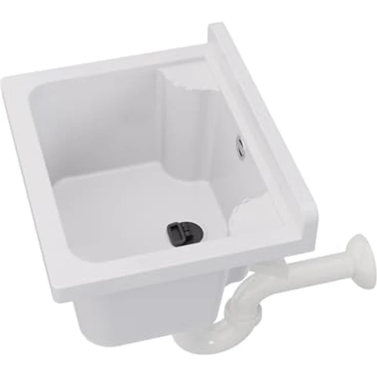 QLS Küchenspüle MANTA, Kunststoff-Spülbecken, 42x34 cm Ausgussbecken - für Garten, Garage, Werkstatt - Weiß – Bild 5
