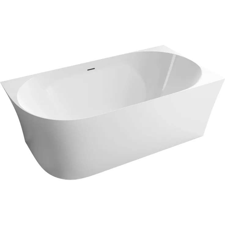 Bernstein NOVA SLIM LINE Freistehende Badewanne, Acryl Weiß 150x78 cm, Einbau Rechts, doppelwandig mit Pop-up-Ablauf
