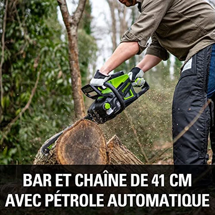 Greenworks GD60CS40, 60V Kettensäge mit 40 cm Schiene, bürstenlosem Motor, werkzeugfreiem Kettenwechsel und Sicherheitskupplung – Bild 4