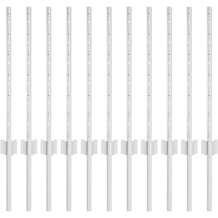 vidaXL Zaunpfosten U-Kanal 60 cm, feuerverzinkter Stahl, 11 Stück, silber – Bild 1