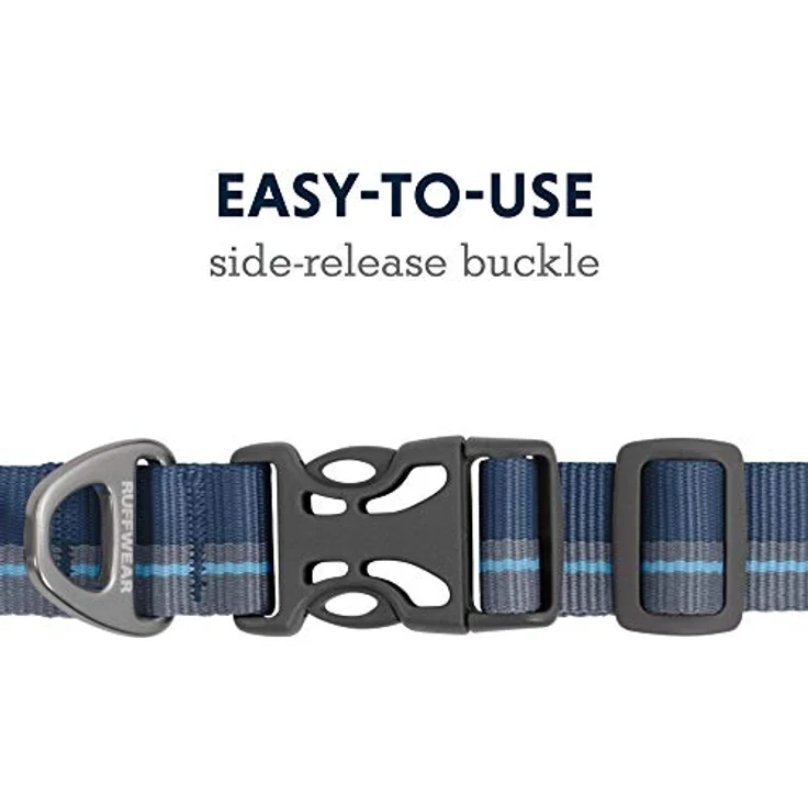 RUFFWEAR Flat Out Collar, Klassisches Hundehalsband für Große bis Sehr Große Hunderassen, Einstellbare Passform, Größe L (51-66 cm), Blue Horizon – Bild 4