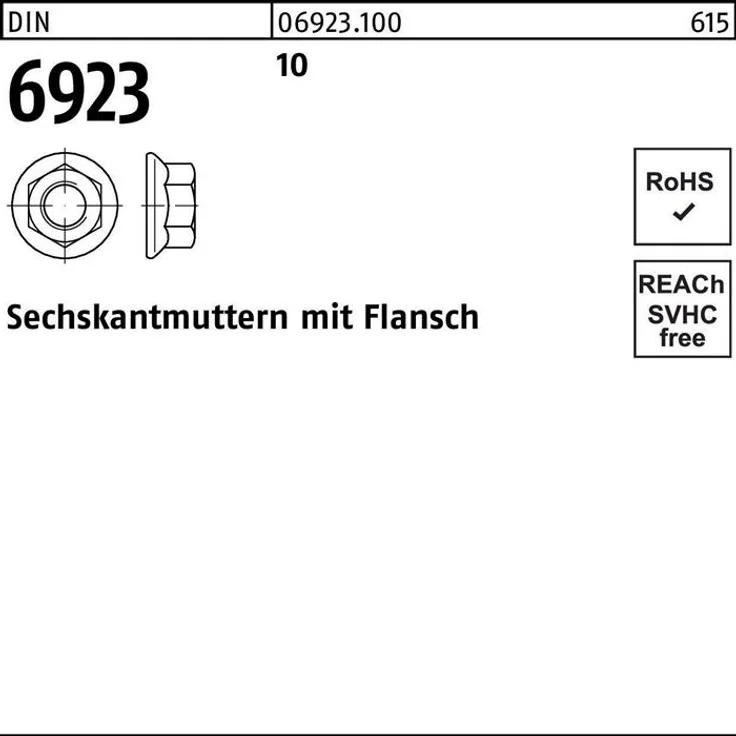 DIVERSE Sechskantmutter DIN 6923 m.Flansch M 10 10